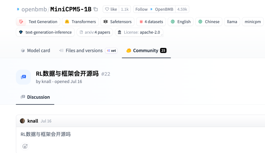 RL 数据提问，见：https://huggingface.co/openbmb/MiniCPM5-1B/discussions/22